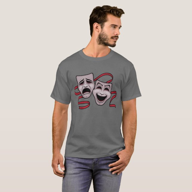 Komödien-und Tragödie-Theater-Masken T-Shirt (Vorne ganz)