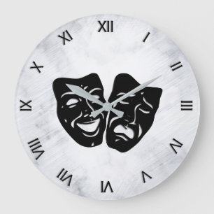 Komödien-und Tragödie-Theater-Masken-Ziffern Große Wanduhr