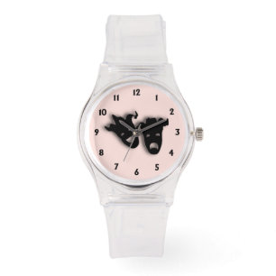 Komödien-und Tragödie-Theater-Rosa Armbanduhr