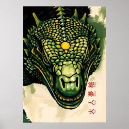 Komodo Dragon Armor Head - Fierce Reptilian Power Poster