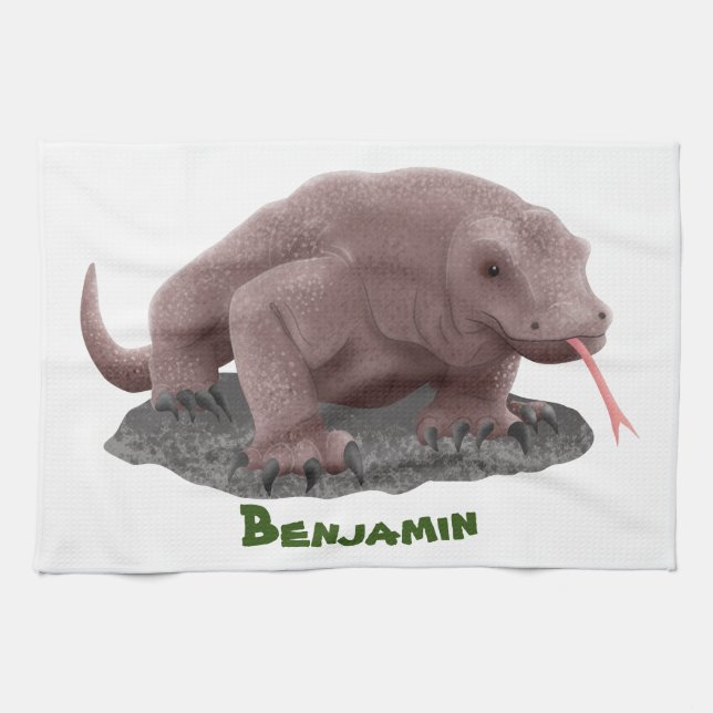 Komodo Dragon Illustration Geschirrtuch (Horizontal)