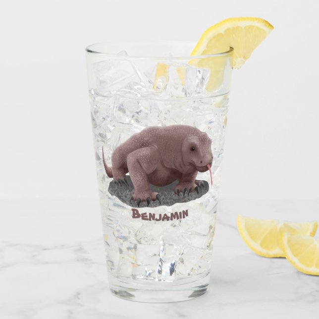 Komodo Dragon Illustration Glas (Rückseite Ice)