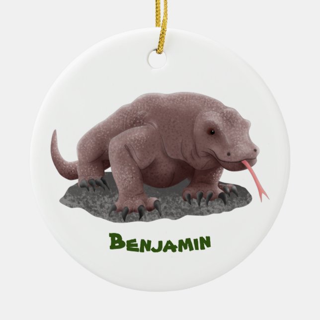 Komodo Dragon Illustration Keramik Ornament (Vorne)