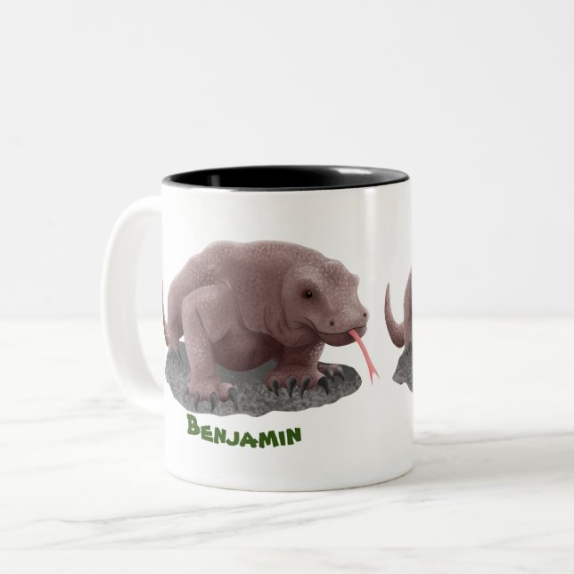 Komodo Dragon Illustration Zweifarbige Tasse (Vorderseite Links)