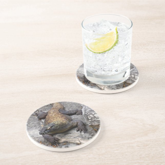 Komodo Dragon in Rocky Light Getränkeuntersetzer (Seite)