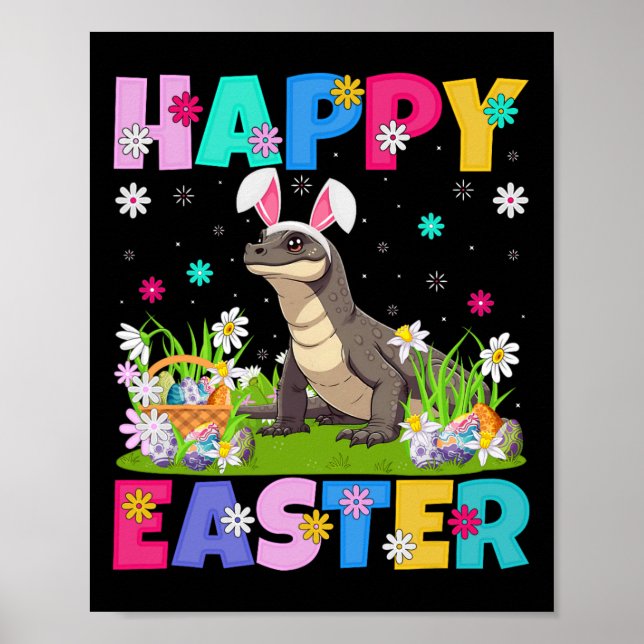 Komodo Dragon Ostereier Hunt Bunny Ear Komodo Dra Poster (Vorne)