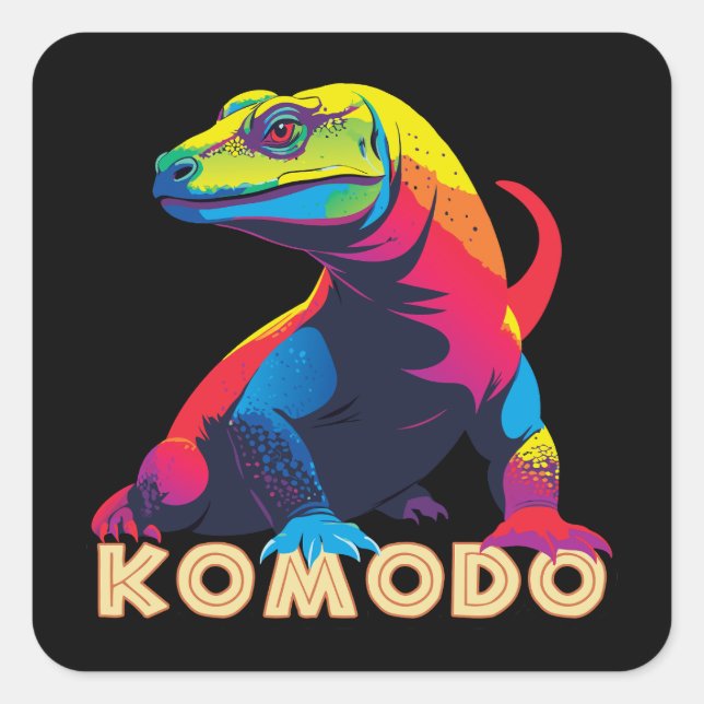 Komodo Dragon Quadratischer Aufkleber (Vorderseite)