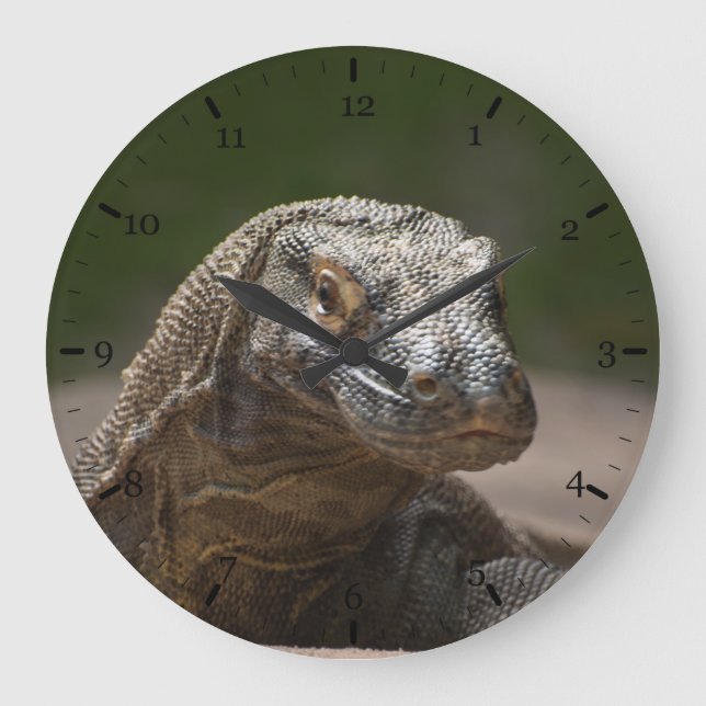 Komodo-Monitordrache Große Wanduhr (Vorderseite)