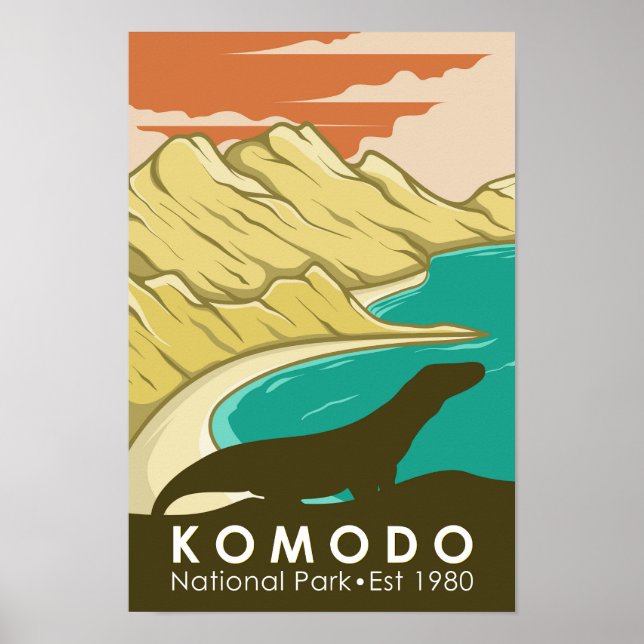 Komodo Nationalpark Indonesien Vintag Poster (Vorne)