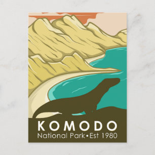 Komodo Nationalpark Indonesien Vintage Postkarte