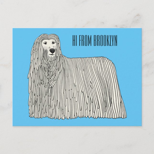 Komondor Hund Cartoon Illustration Postkarte (Vorderseite)