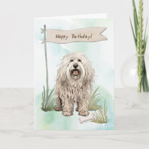 Komondor Hund Rasse unter dem Geburtstagszeichen Karte