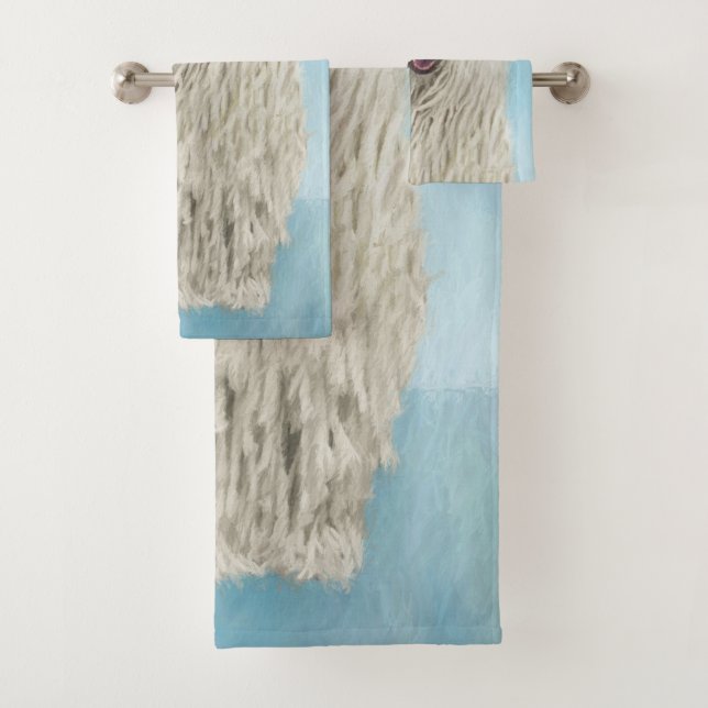 Komondor-Malerei - Niedliche Original-Hunde-Kunst Badhandtuch Set (Insitu)