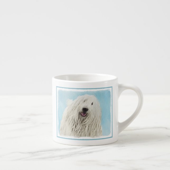 Komondor-Malerei - Niedliche Original-Hunde-Kunst Espressotasse (Rechts)