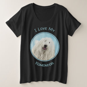 Komondor-Malerei - Niedliche Original-Hunde-Kunst Große Größe T-Shirt