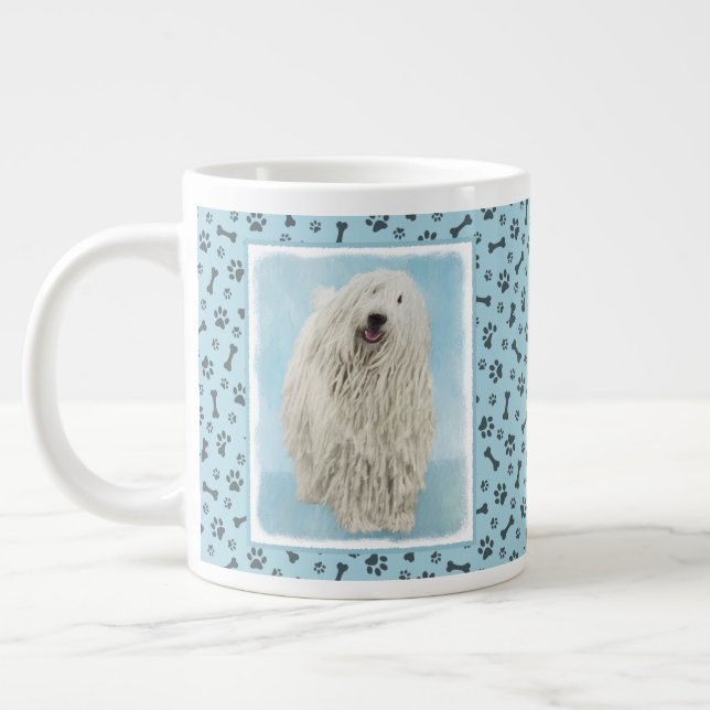 Komondor-Malerei - Niedliche Original-Hunde-Kunst Jumbo-Tasse (Links)