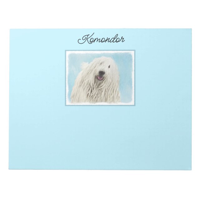 Komondor-Malerei - Niedliche Original-Hunde-Kunst Notizblock (Vorderseite)