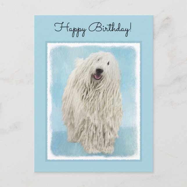 Komondor-Malerei - Niedliche Original-Hunde-Kunst Postkarte (Vorderseite)