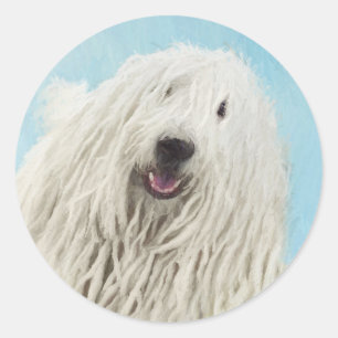 Komondor-Malerei - Niedliche Original-Hunde-Kunst Runder Aufkleber