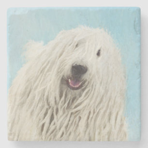 Komondor-Malerei - Niedliche Original-Hunde-Kunst Steinuntersetzer