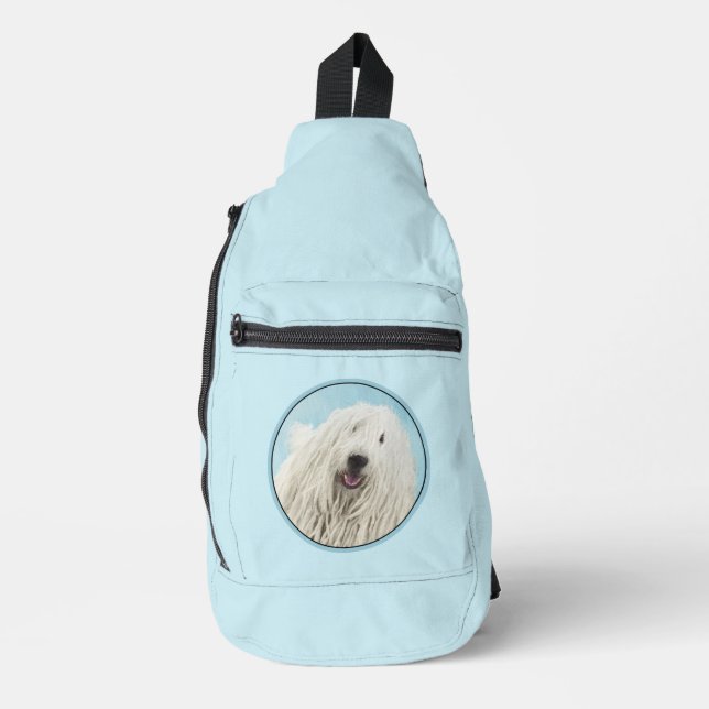 Komondor Malerei Ungarischer Niedlicher Hundekunst Crossbody Bag (Vorderseite)