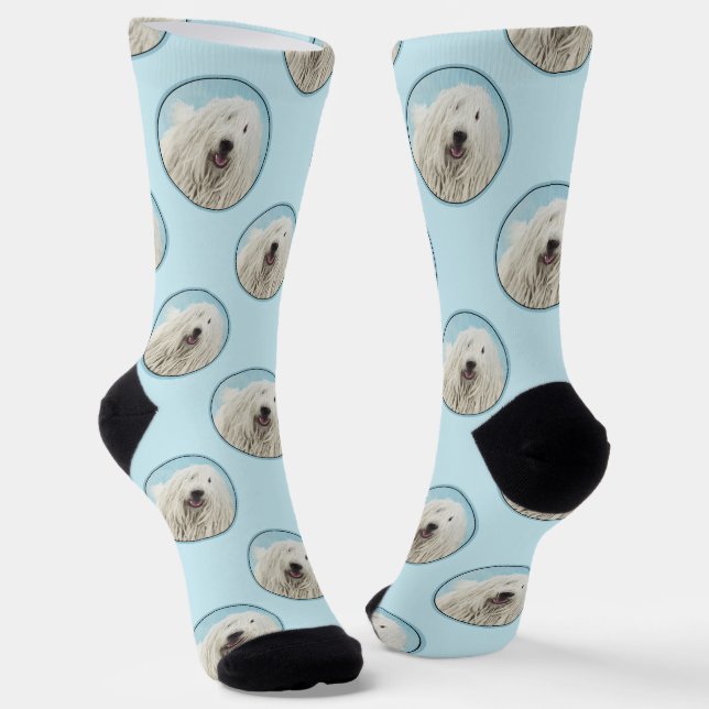Komondor Malerei Ungarischer Niedlicher Hundekunst Socken (Gewinkelt)