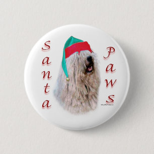 Komondor Santa Paws Button