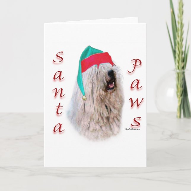 Komondor Santa Paws Feiertagskarte (Vorderseite)