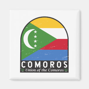 Komoren Flagge Emblem Abgenutzt Vintage Magnet