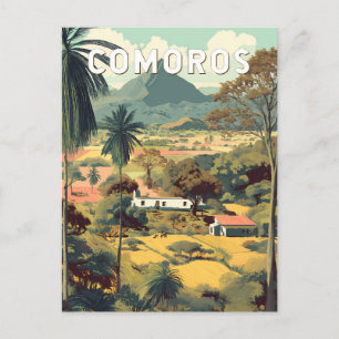 Komoren Illustration Reise Kunst Vintage Postkarte
