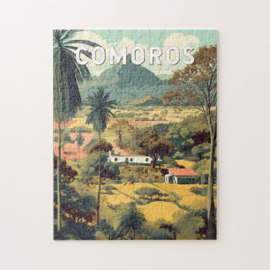 Komoren Illustration Reise Kunst Vintage Puzzle