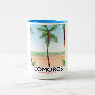 Komoren Insel Urlaubs Poster. Zweifarbige Tasse