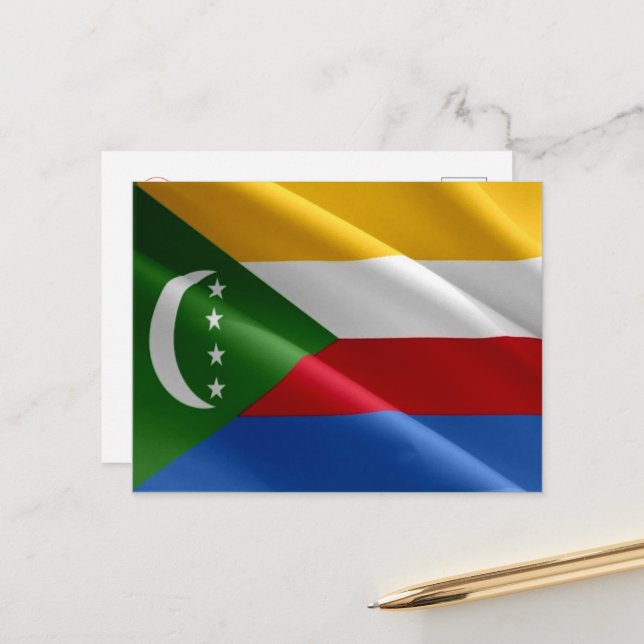 Komoren - Wellenflagge - Postkarte (Vorderseite/Rückseite Beispiel)