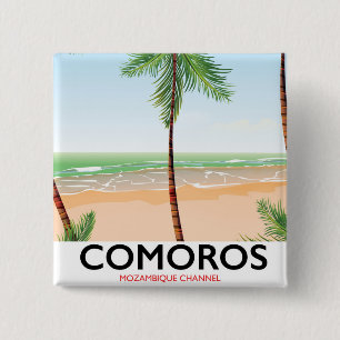 Komoros Insel Urlaub Poster. Button