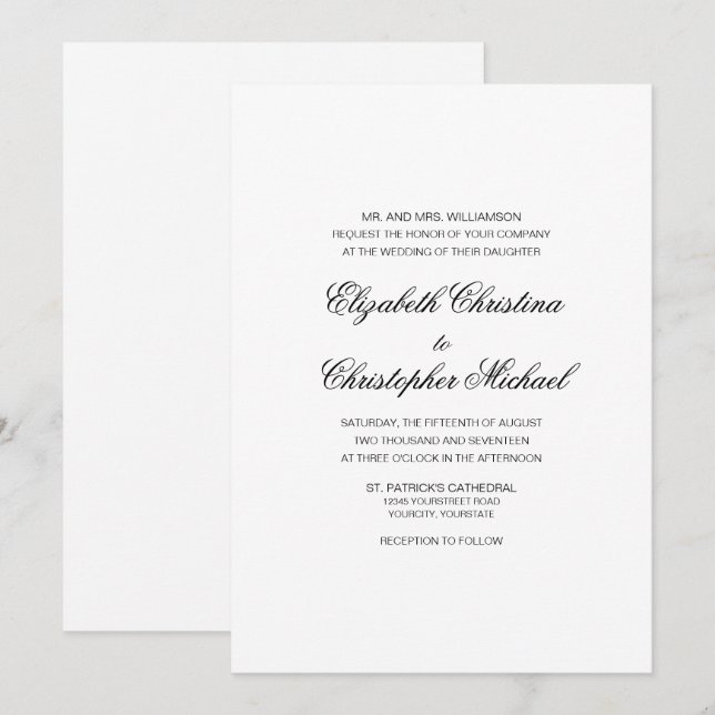 Kompakte traditionelle Eleganz (Empfang zu befolge Einladung (Vorne/Hinten)