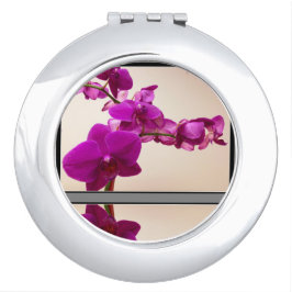 Kompakter Spiegel mit rosa Orchidee Taschenspiegel