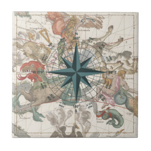 Kompass auf einer alten Karte Fliese