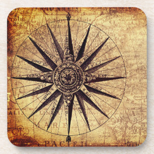 Kompass Discovery Age Weltkarte Vintage Getränkeuntersetzer
