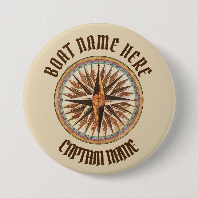 Kompass Maritime Vintage individuell  Button (Vorderseite)