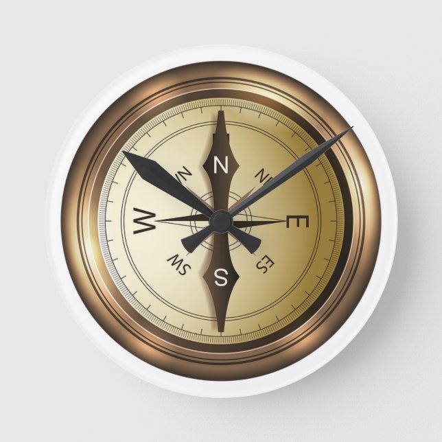 Kompass Nord-Südost West Runde Wanduhr (Vorderseite)
