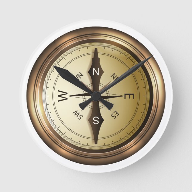 Kompass Nord-Südosten Runde Wanduhr (Vorderseite)