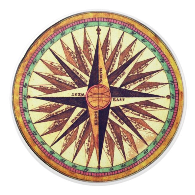 Kompass-Rose Keramik Door Pull Keramikknauf (Vorderseite)