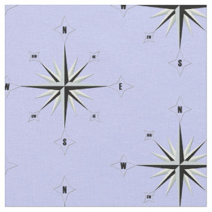 Kompass Rose Nautical Blue Fabric Stoff