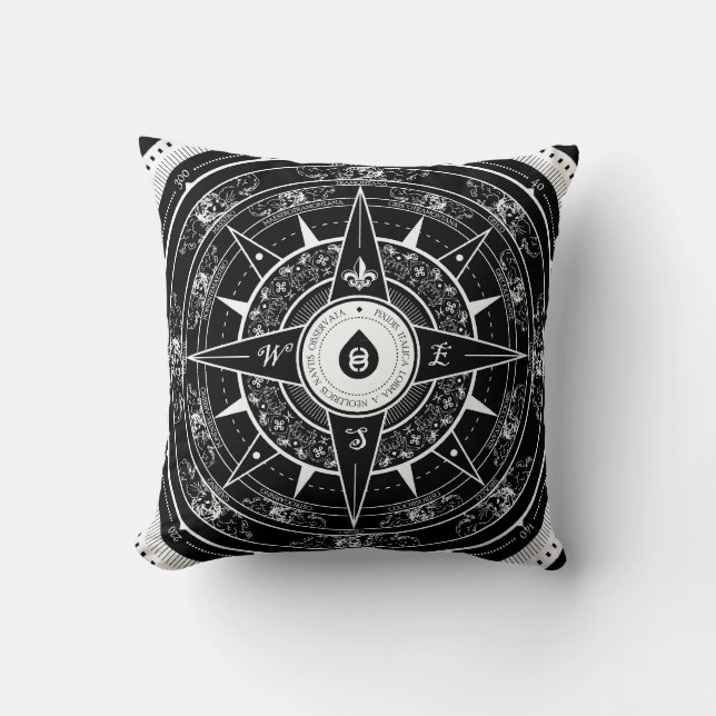 Kompass-Rose - quadratisches Throw-Kissen Kissen (Vorderseite)