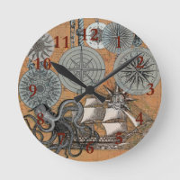 Kompass-Rose Vintages Nautical Octopus-Schiff