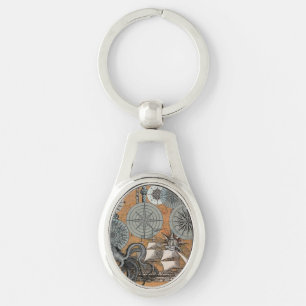 Kompass-Rose Vintages Nautical Octopus-Schiff Schlüsselanhänger