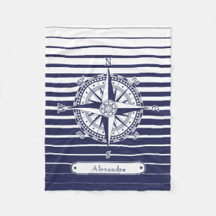 Kompass-Rosen-blaue Streifen Fleecedecke