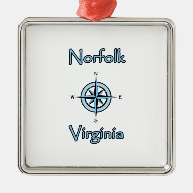 Kompass-Rosen-Logo Norfolks Virginia Silbernes Ornament (Vorne)
