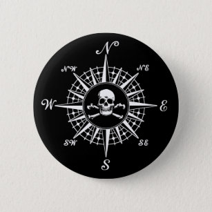 Kompass-Rosen-Schädel 1 Button