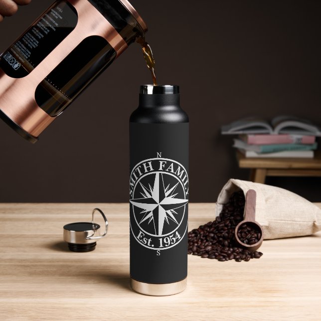 Kompass-Stern-Monogramm personalisierbares Emblem Trinkflasche (Kaffee)